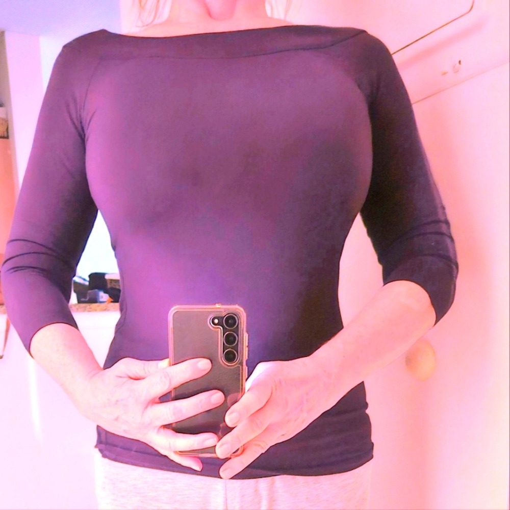 Patty Boutik M Plum, Boatneck 3/4 sleeve Top